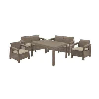 Keter zahradní set Corfu FIESTA cappuccino (2x křeslo + 2x lavice + stůl)